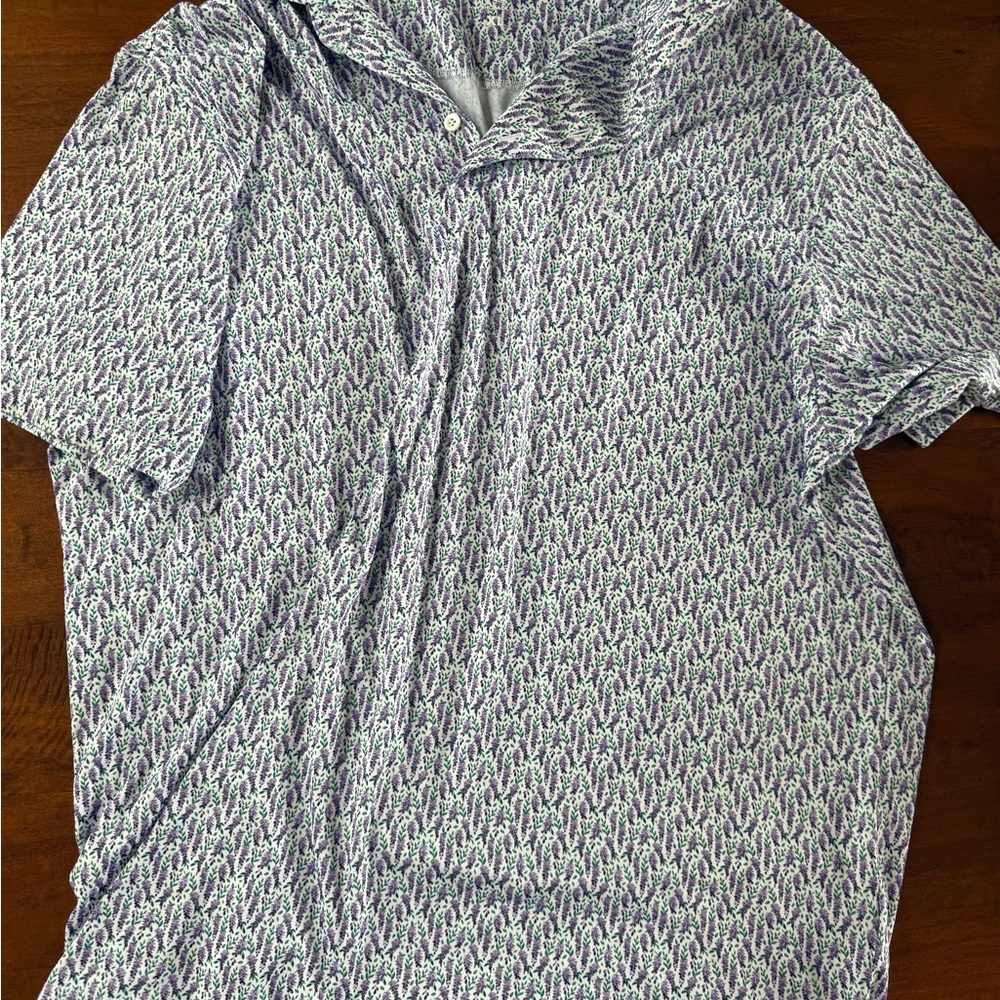 Rhoback Lavender Print Performance Polo, size XL